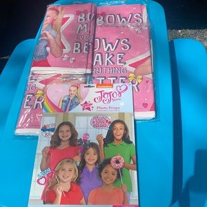 JOJO SIWA PARTY SUPPLIES-   (4) 54’ x 96’ tablecloth’s / (2) PHOTO PROP 12 PCS